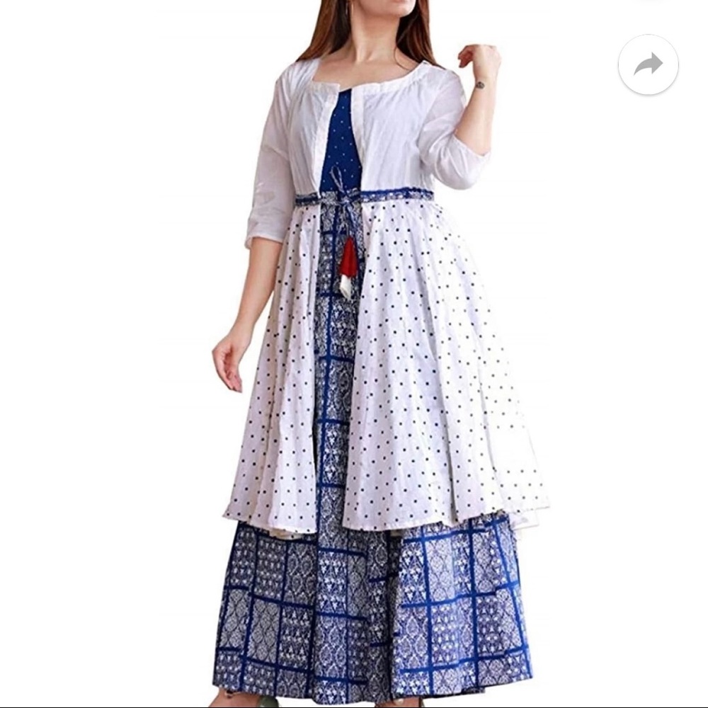 Printed anarkali kurta dress with jacket
